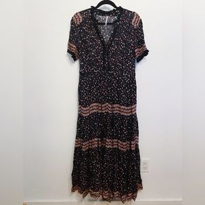 Free People black combo floral print maxi dress